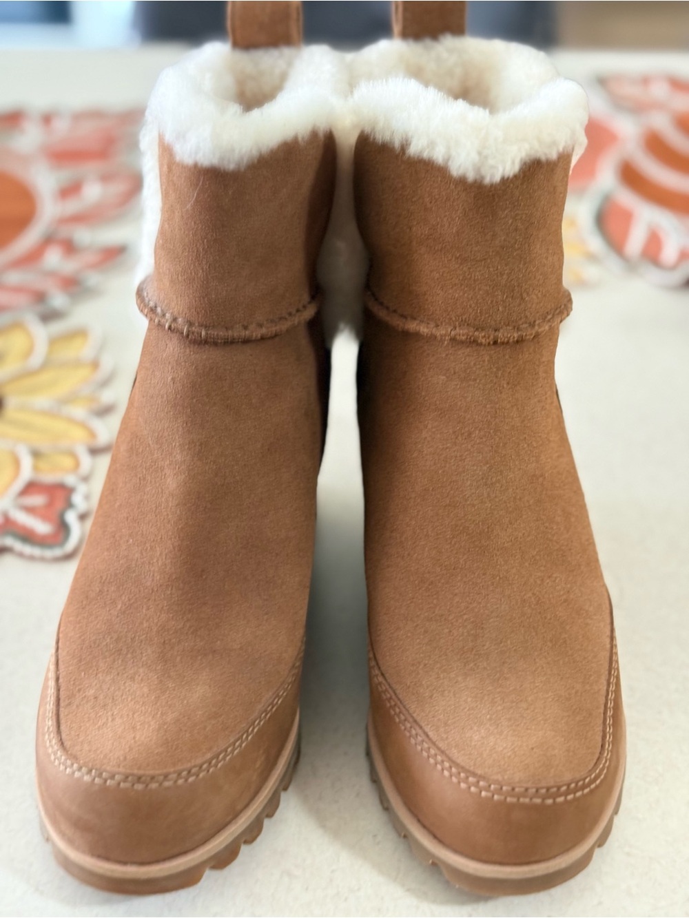 UGG Chestnut Suede Shearling-Lined Ankle Boots